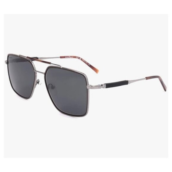 Salvatore Ferragamo SF298S 037 Titanium 59-17-145mm Grey Navigator Sunglasses - Picture 1 of 3
